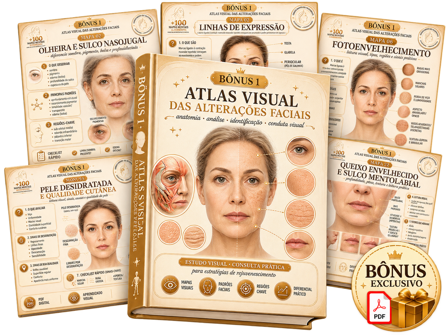 Mockup do Bônus Atlas Visual das Alterações Faciais