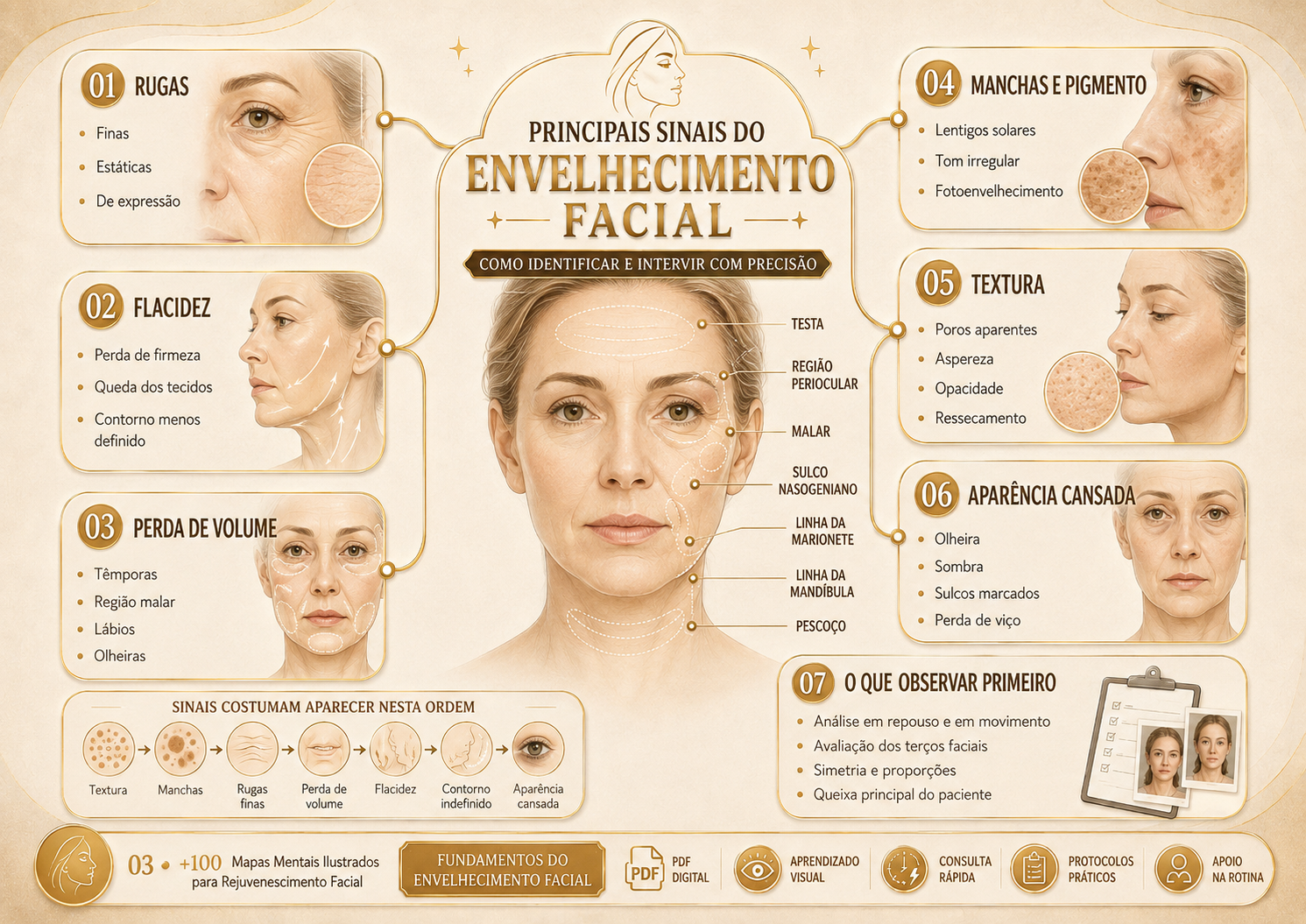 Prévia 2 de +100 Mapas Mentais Ilustrados para Rejuvenescimento Facial