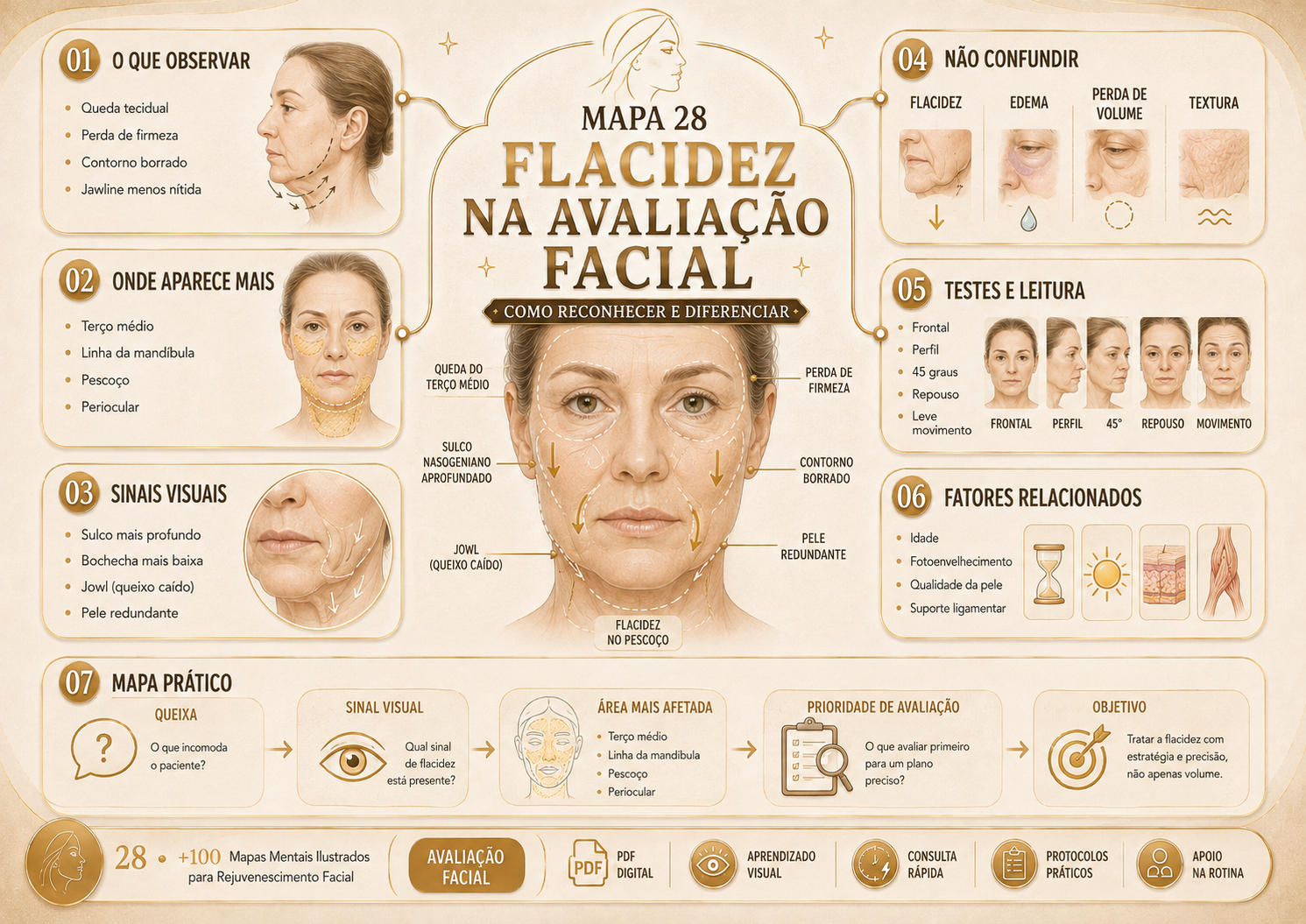 Prévia 4 de +100 Mapas Mentais Ilustrados para Rejuvenescimento Facial